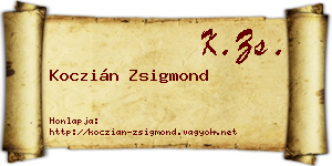 Koczián Zsigmond névjegykártya